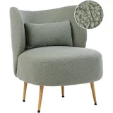Beliani Sessel OTSBY II Stoff Grün/Braun