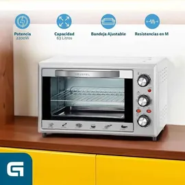 Grunkel HR-28SILVER, Manuelle Reinigung 28L 49cm Umluft Grill Silber