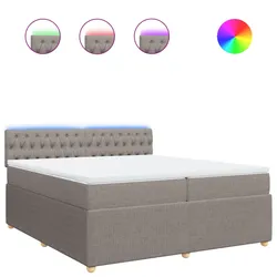 vidaXL Boxspringbett mit Matratze Taupe 200x200 cm Stoff