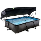 EXIT TOYS Black Wood Pool mit Filterpumpe und Sonnensegel 300x200x65cm (30.23.32.90)