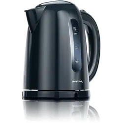 MPM MCZ-85 Elektrischer Wasserkocher, 1,7L, BPA-frei, verdecktes Heizelement, kabellos, Abschaltautomatik, Schwarz, 2200W