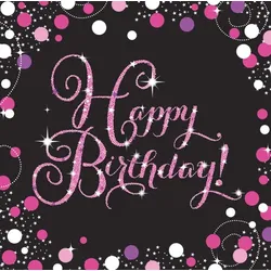 Geburtstag glitzer pink schwarz 16 Servietten