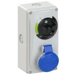 PCE 6113-6k CEE-Steckdose abschaltbar kompakt 16A 3p 6h IP44/IP54 Knock Out 61136k