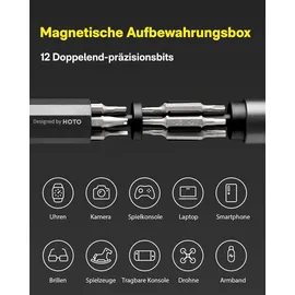 HOTO Präzisionsschraubendreher-Set 24 in 1 Grau/Schwarz