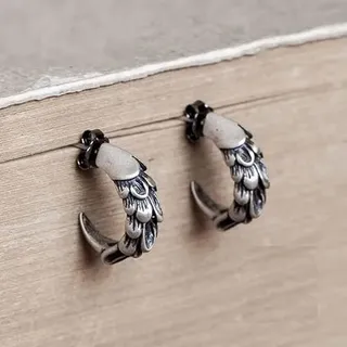 ZLING 925 Sterling Silber Adler Klaue Ohrringe Für Männer Punk Feder Ohrstecker Gothic 925 Silber Ohr Piercing Schmuck