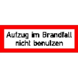 Brandschutzschild Aufzug im Brandfall nicht benutzen 148x52mm Alu