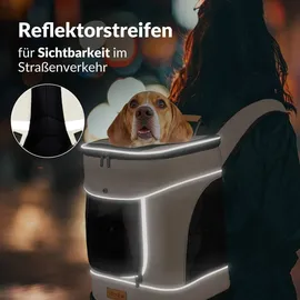 CADOCA CADOCA® Haustierrucksack bis 20 kg verstellbare Gurte faltbar Kurzleine Haustier Tragetasche Katze Hund Rucksack Beige