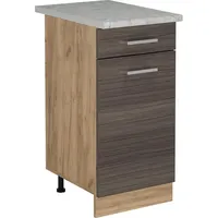 Vicco Küchenunterschrank R-Line, Edelgrau/Goldkraft Eiche, 40 cm AP Marmor
