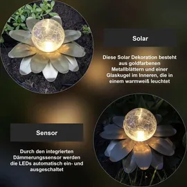 Star Trading LED Solardekoblume Lilly, 3er Pack - Gold,