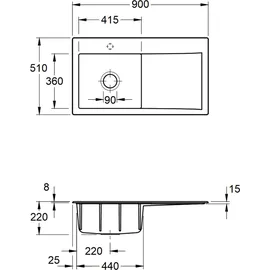 Villeroy & Boch Subway Style 50 links steam + Handbetätigung