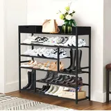 DanDiBo Ambiente DanDiBo Schuhregal Platzsparend Metall Schwarz Modern 6 Etagen 100 cm mit Ablage Schuhständer mit Stauraum Schuhablage Schuhaufbewahrung Regal Design Shoe Rack