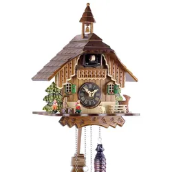 Engstler -Kuckucksuhr Quarzwerk Batteriebetrieben Schwarzwaldhaus 29cm- 429 Q