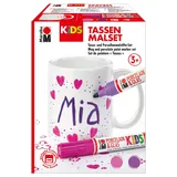 Marabu 0125000000101 - KiDS Porcelain & Glas Painter, Tassen Malset Mia, Kreativset für Mädchen mit einer weißen Tasse und 2 Porzellanmalstiften in pink und lila