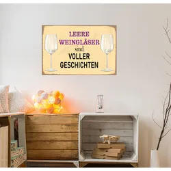 queence Metallbild »Leere Weingläser«, Schriftzüge-Schriftzug-Getränke, (1 St.), Stahlschilder queence Farbe Bild(er): lila