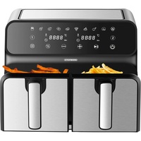 Heißluftfritteuse | 2 Kammern | Heissluftfritteuse | 4 in 1 Mini Backofen | Fritteuse | Dörrautomat | Grillen Backen Dörren Frittieren | Friteuse ohne Öl | Air Fryer | Heißluftofen | Heißluftgrill