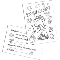 Nastami 5 Einladungskarten Kindergeburtstag zum Ausmalen Einladungen Kindergeburtstag Einladungskarten (Prinzessin zum Ausmalen)