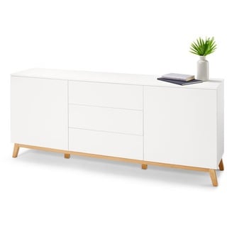 Sideboard - weiß - Holz - braun