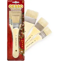 Mont Marte Pinselset für Gesso – 3 Borstenpinsel in den Größen 2, 4 und 6 – Flachpinsel – Ideales Pinsel Set für Gesso, Acrylfarben, Ölfarben, Aquarellfarben