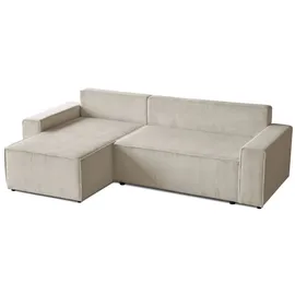 beautysofa Ecksofa HEKTOR poso100 Hellbeige, Breite der Ottomane 100cm, mit Schlaffunktion - Beige