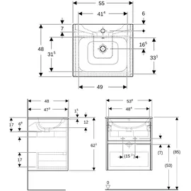 Geberit Renova Plan Möbel-Waschtisch 55 x 0 cm (504038IK1)