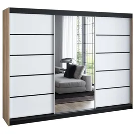 A&J MöbelLand Schiebetürenschrank VILUNO 200 x 215 x 59,5 cm Weiß