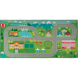 Kinderteppich grün Stadt-Motiv 80 x 150 cm SEBEN