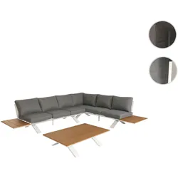 Aluminium Garten-Garnitur HWC-M62, Sitzgruppe Garten-/Lounge-Set Sofa, Holzoptik ~ Gestell weiß, Pol