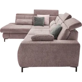 Set One by Musterring Ecksofa, famosa wine, SET ONE BY MUSTERRING, Sofas, B/H/T: 317cm x 86cm x 220cm, Flachgewebe, Armlehne rechts, Sitztiefenverstellung,Kopfteilverstellung,Ohne Bettfunktion,Ohne Schubkasten, 100% Polyester, Ecksofa, Kaltschaumpolsterung, Flachgewebe, whlw.