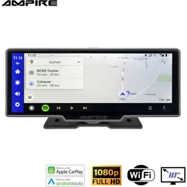 Ampire Smartphone-Monitor 25.4cm (10'') mit Apple CarPlay, Android Auto, Dashcam, Rückfahrkameraeingang