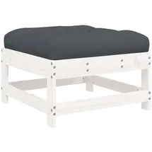 vidaXL Gartenhocker mit Kissen Weiß Massivholz Kiefer