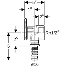 Geberit Mepla Anschlusswinkel 90 Grad 16 mm x Rp 1/2 5,2 cm