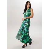 Aniston SELECTED Jerseykleid Maxi Gemustert Blau/Grün 42