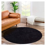 Carpet City Hochflor-Teppich »City Shaggy«, rund, 30 mm Höhe, Teppich Einfarbig Uni, besonders flauschig-weich schwarz