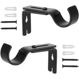 Grevosea 2 Stück Verstellbare Wandhalterung Gardinenstange Halterung Verstellbare Gardinenstangen Halter Curtain Rod Holder Vorhangstange Halterung für Wände Gelten für 1-Zoll-Stange (Schwarz)