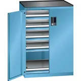 LISTA Schubladenschrank 36x27E, (BxTxH) 717x600x1020mm, 5 Schubladen, 5 x 75, lichtblau, CODE Lock