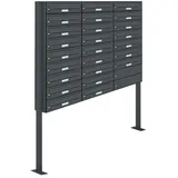 AL Briefkastensysteme 25er Premium Standbriefkasten Anthrazit inkl. Zeitungsfach