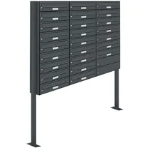 AL Briefkastensysteme 25er Premium Standbriefkasten Anthrazit inkl. Zeitungsfach
