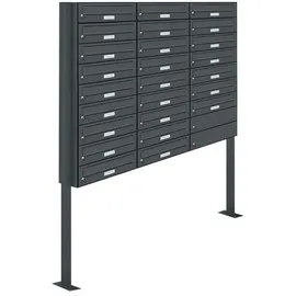 AL Briefkastensysteme 25er Premium Standbriefkasten Anthrazit inkl. Zeitungsfach