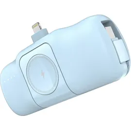 wozinsky Wf16-Yls 5000 mAh 15 W Lightning Mini-Powerbank integriertem USB-C-Kabel Apple Watch - Blau - Blau