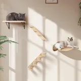 Katzen Kletterwand, Katzentreppe Wand Set mit 2 Stufen Quadratischer & Geboge...