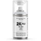 2K PRO 2K Spraydose 250ml - 2 Komponenten Sprühlack Schnelltrocknender Spritzlack, UV-Beständig und Kratzfest, Fahrzeuge oder Motorräder, Metall Aluminium | RAL9010 - Reinweiss Glanz