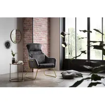 SalesFever Relaxsessel Budoni Samtvelours 73 x 102 x 80 cm Grau inklusive Rückenkissen