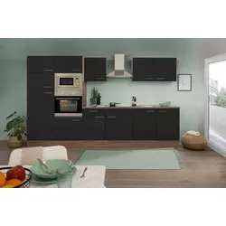 Küchenzeile mit Geräten Eiche farben/Schwarz B: ca. 330 cm