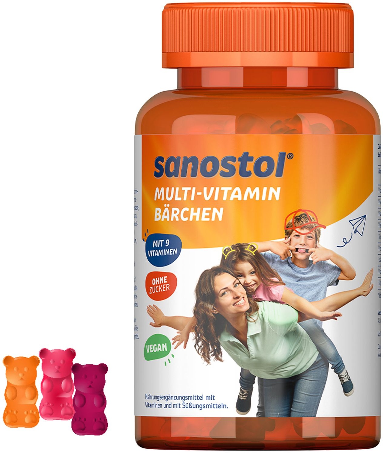 Sanostol Multi-Vitamin Bärchen mit 9 wichtigen Vitaminen, vegan und ohne Zucker