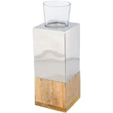 creativ home Teelichthalter Tower Edelstahl/Glas Silber