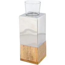 creativ home Teelichthalter Tower Edelstahl/Glas Silber
