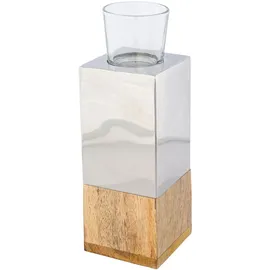 creativ home Teelichthalter Tower Edelstahl/Glas Silber