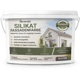 derendo Fassadenfarbe weiß Silikat Fassadenfarbe 10L, mineralische Silikatfarbe für aussen, matt, hoch diffusionsoffen für Putz, Beton, Mauerwerk und Altanstriche im Aussenbereich (10 Liter)