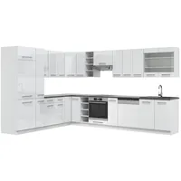 Vicco Winkelküche Fame-Line L-Form 257 cm Weiß Hochglanz