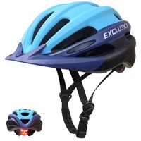Exclusky Fahrradhelm Herren und Damen, Fahrradhelm mit Visier Fahrradhelm mit Licht Fahrradhelm Helm Geeignet für Mountainbike-Fahren (56-61CM) (Blau)